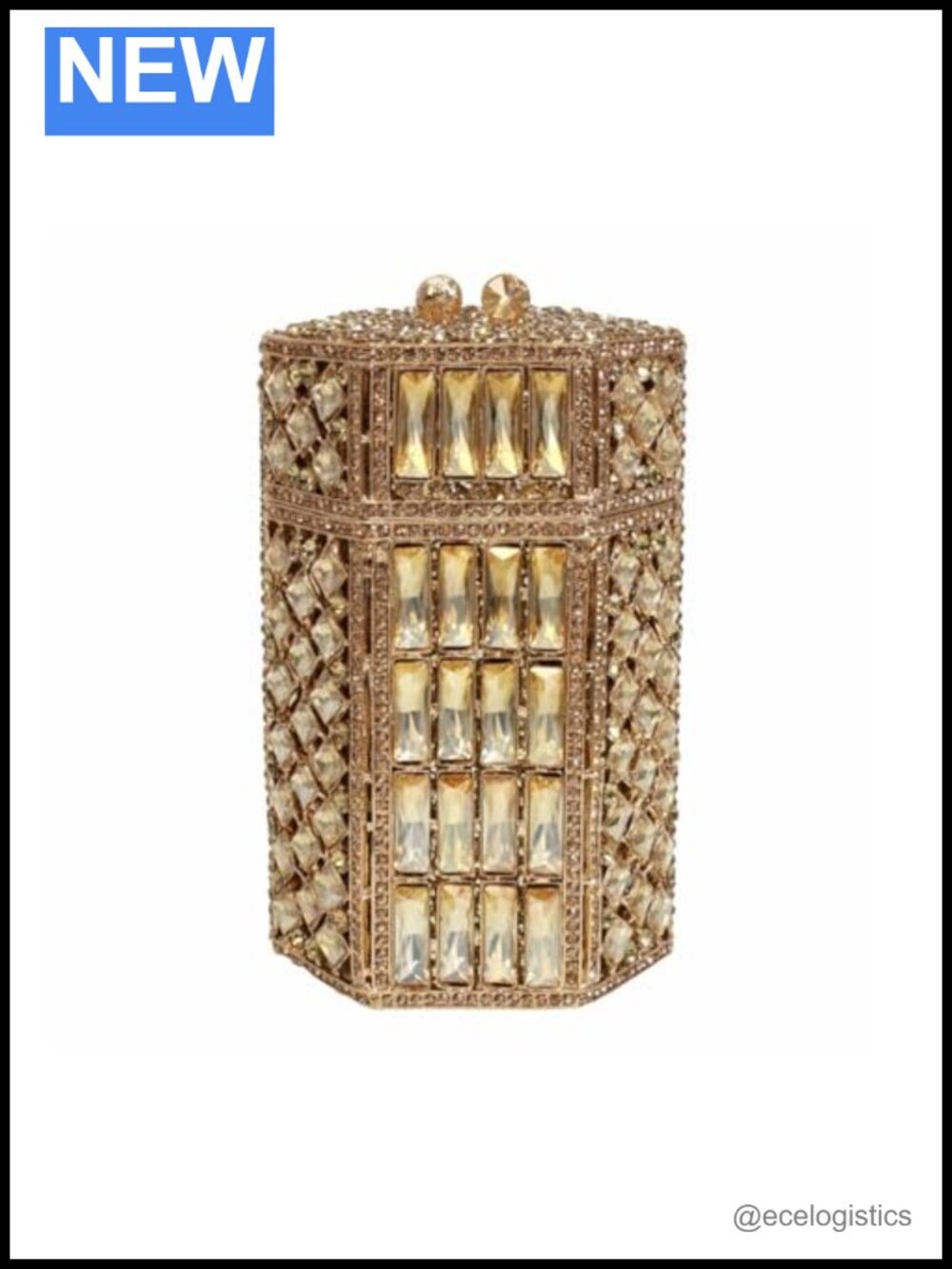 Rhinestone Crystal Clutch Evening Bag Metal Frame Faux PU Leather